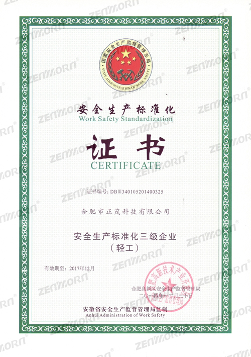 安全生产标准化证书（轻工）